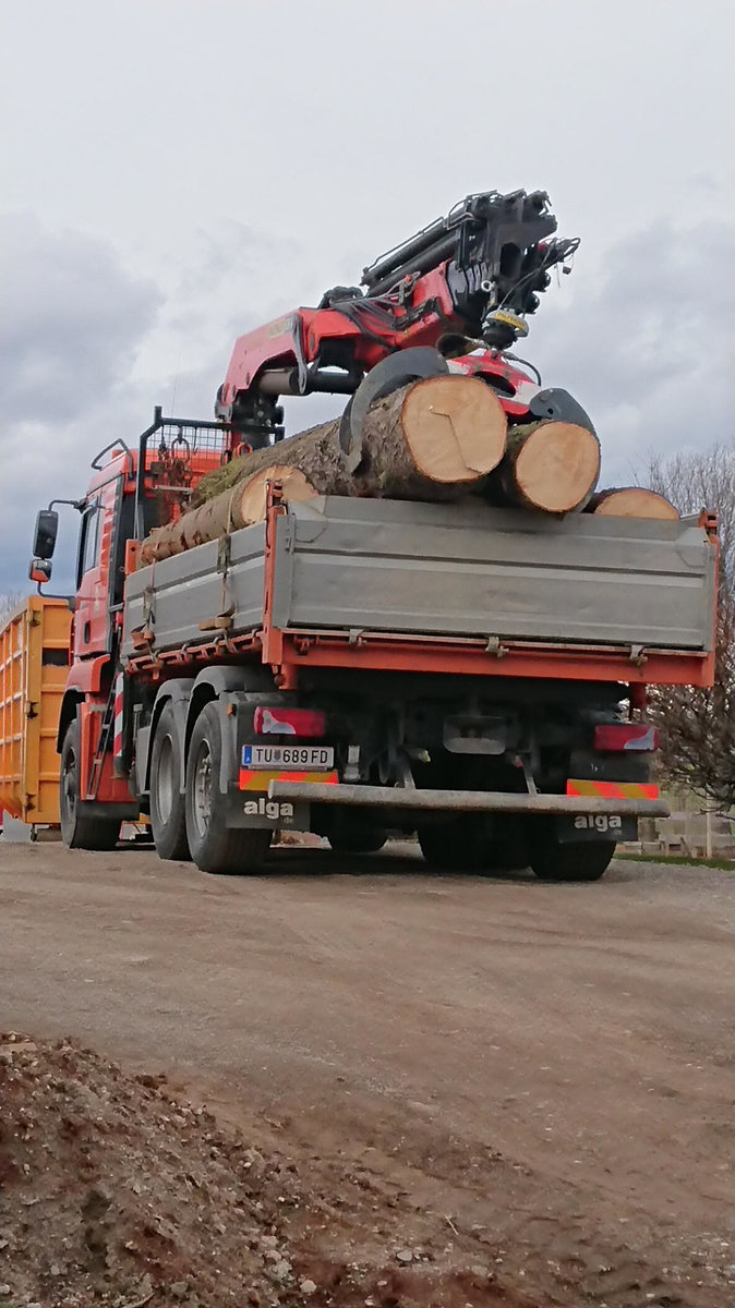 Abtransport von Problembäumen durch Josef Hochreiter Baggerarbeiten & Transporte